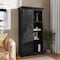 Flash Furniture Harrison 36in. Wide Rustic Farmhouse Storage Cabinet Bookcase w/Sliding Barn Door, Black ZG-026-BLK-GG - alternate 1